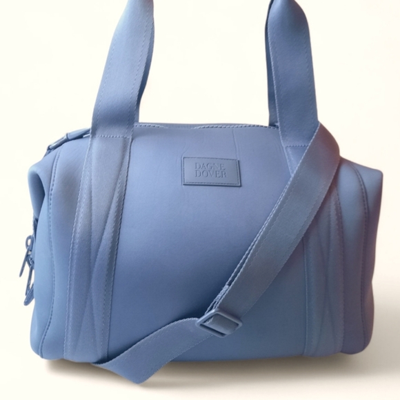 DAGNE DOVER Landon Ash Blue Neoprene Duffle Work Tote Gym Office Carry-On Travel - Picture 11 of 16